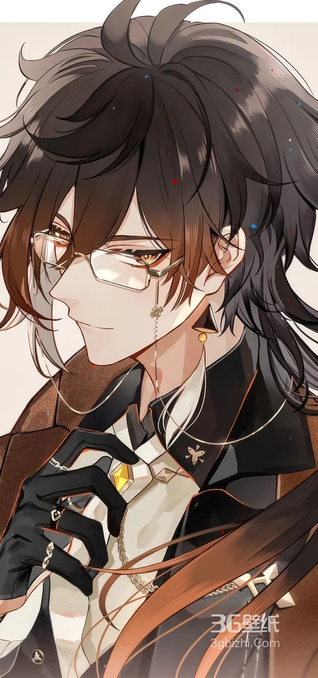 钟离·儒雅眼镜 原神国漫精致风手机壁纸（热门角色向）1