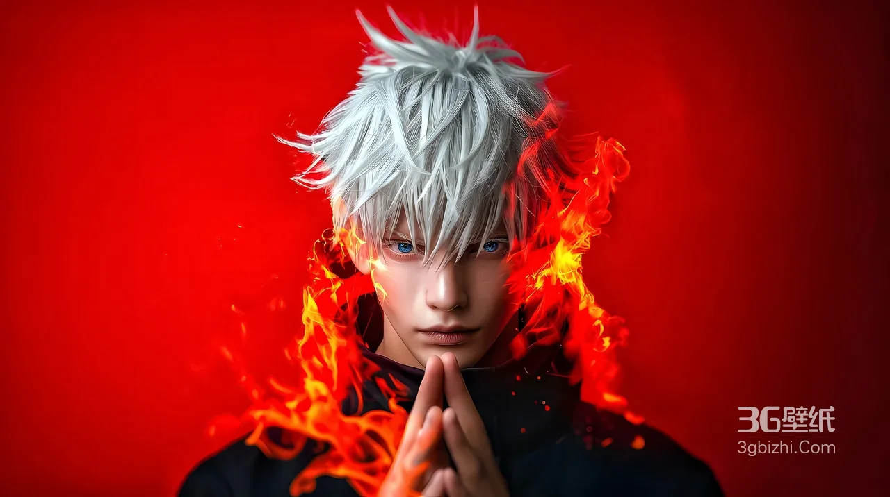 五条悟·火焰环绕 写实风咒术回战超燃电脑壁纸1