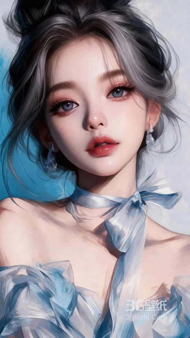 气质清冷少女·唯美写实风 梦幻蓝调系手机壁纸推荐1