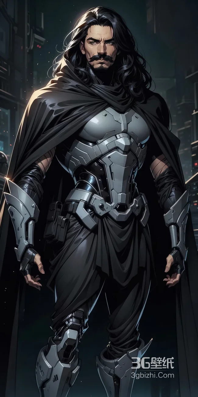 神秘帅哥·科技盔甲 暗黑赛博朋克风未来感手机壁纸1