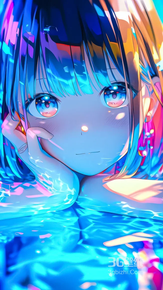 二次元少女·水漾炫彩 赛博霓虹手机壁纸精选1