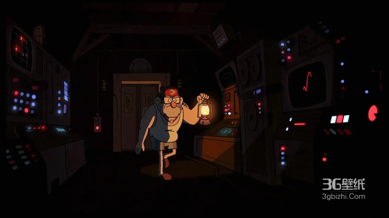 怪诞小镇斯坦叔公·持灯探索暗黑实验室 复古科幻风电脑壁纸1