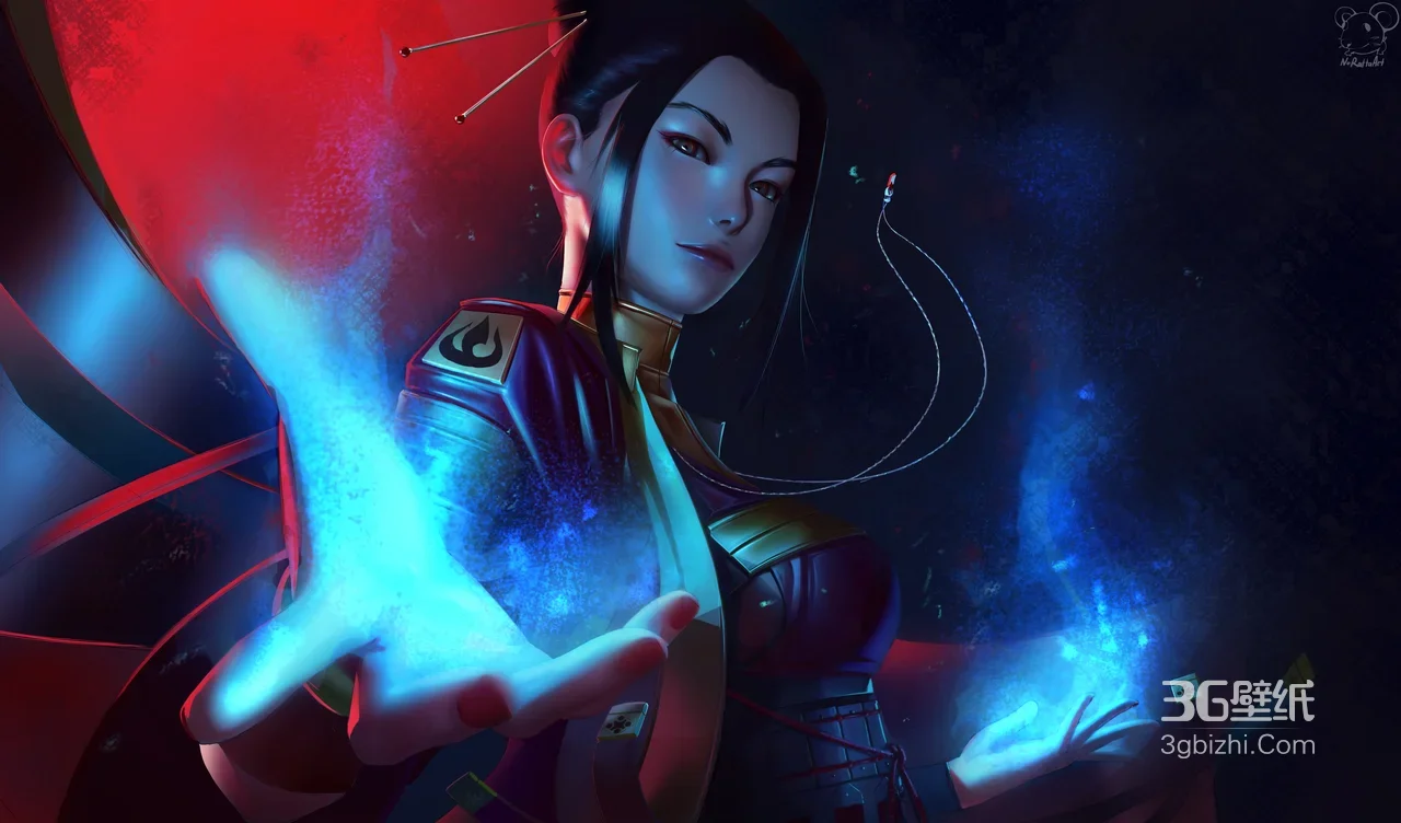 阿祖拉·蓝焰施展 暗黑写实风 降世神通动漫宽屏壁纸1