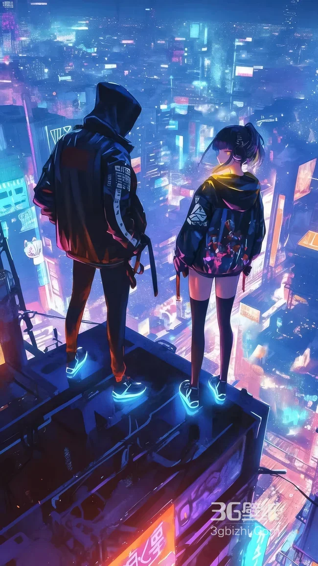 赛博朋克都市男女·霓虹夜景 高人气赛博朋克手机壁纸1