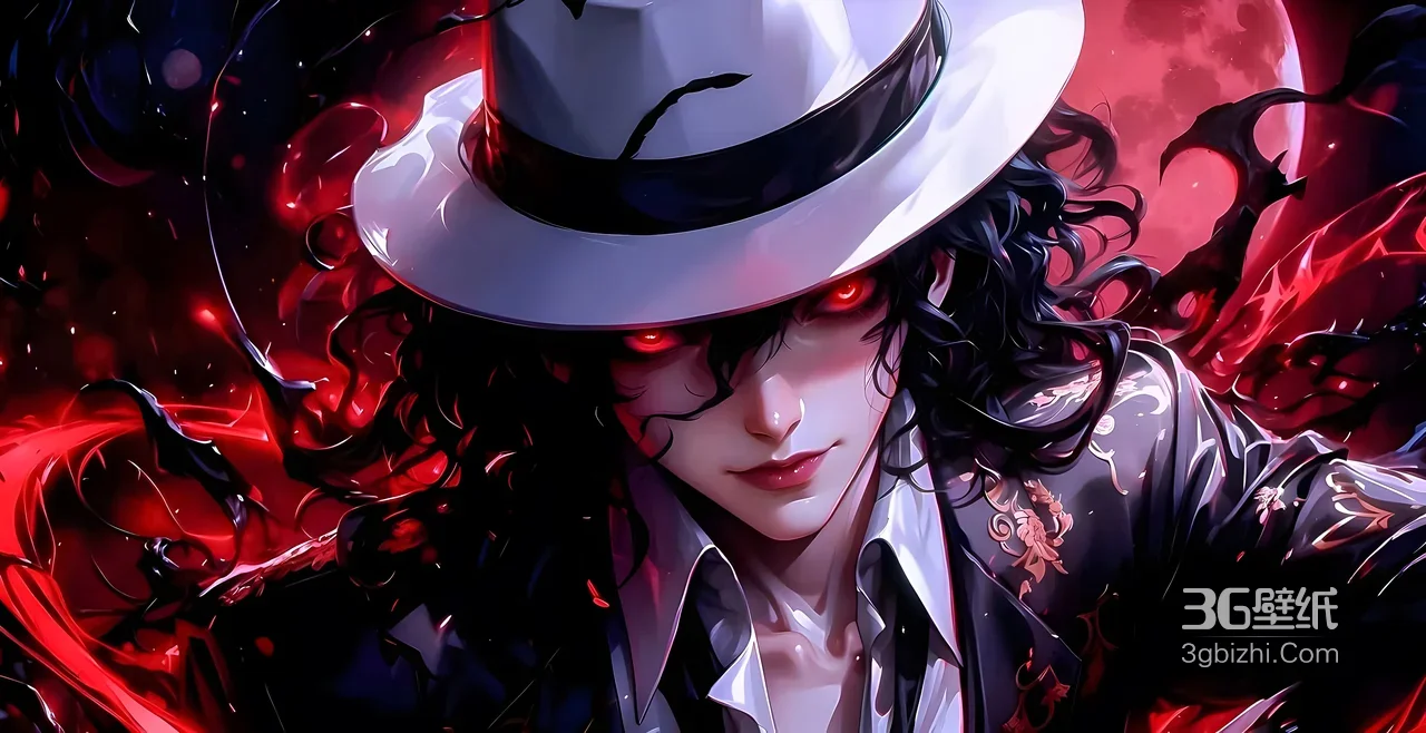 暗黑风红瞳帅哥·白帽华丽衣·宽屏车机壁纸1