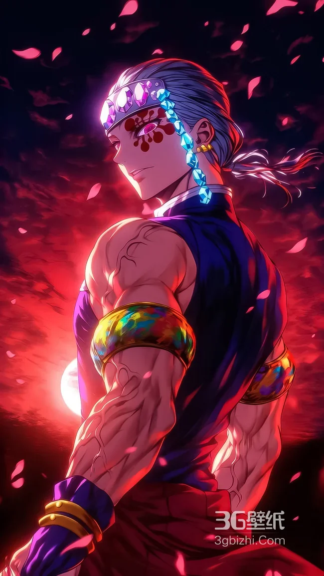 宇髓天元·华丽忍饰 鬼灭之刃暗黑红焰风壁纸1