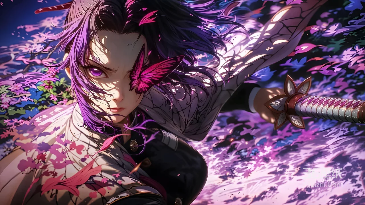 蝴蝶忍·蝶影剑姿 鬼灭之刃唯美二次元电脑壁纸1