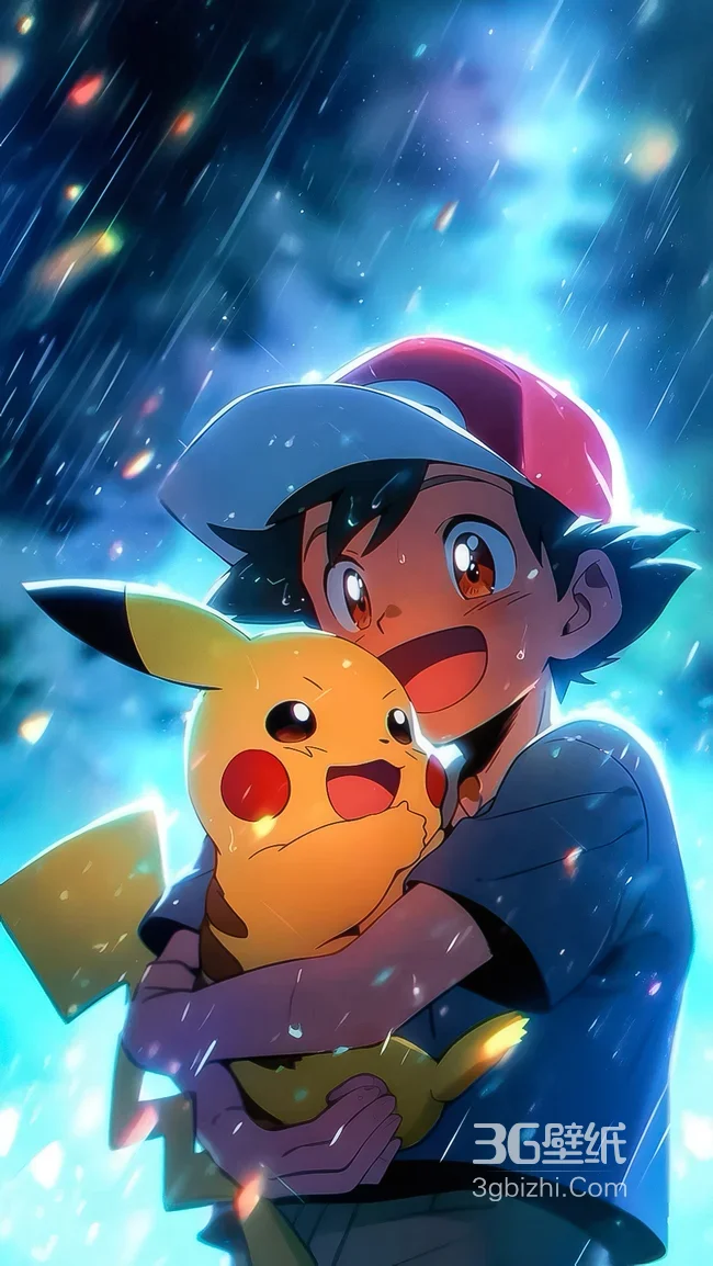 小智怀抱皮卡丘 宝可梦唯美治愈系手机壁纸1