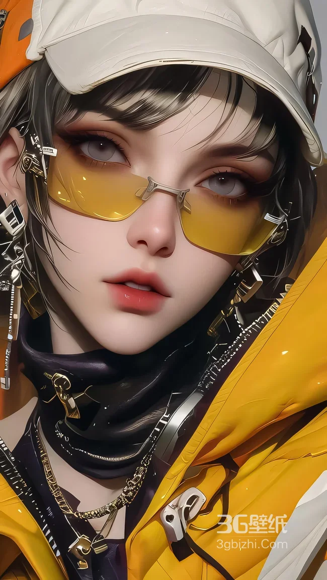 赛博朋克机能风人物·黄镜金属配饰·高质感手机壁纸精选1