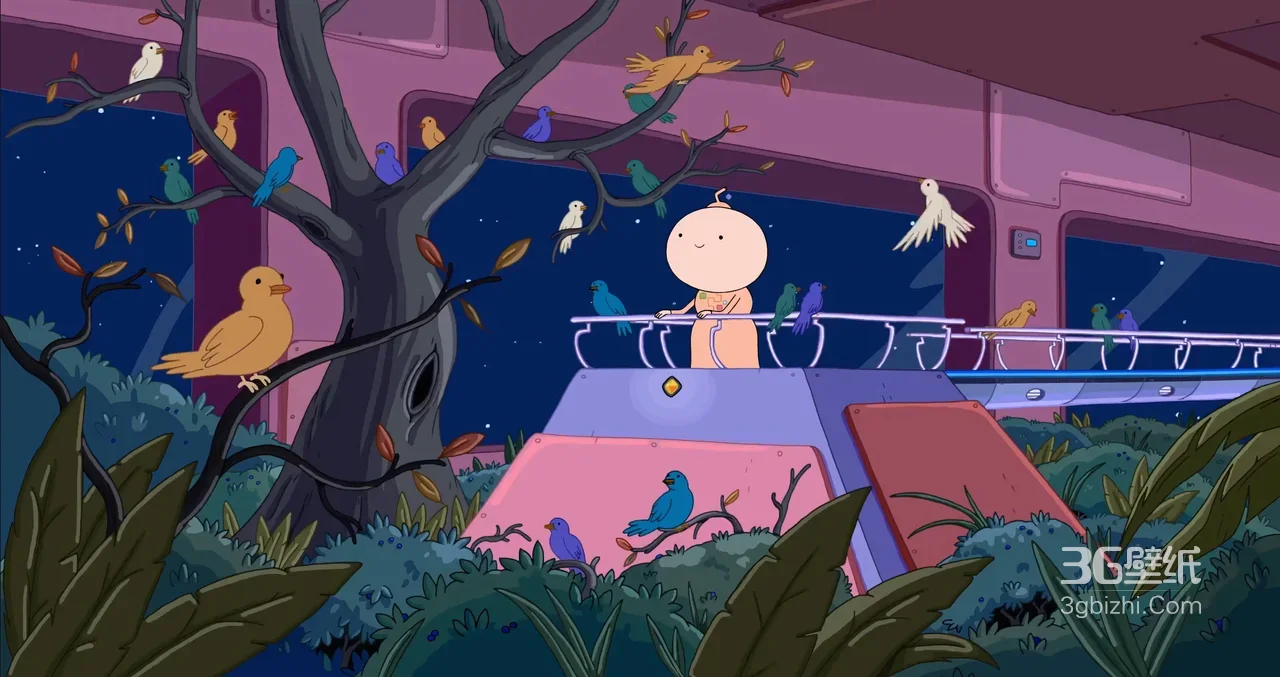 胖吉·与彩鸟相伴 探险活宝卡通风 太空森林宽屏壁纸 ###1