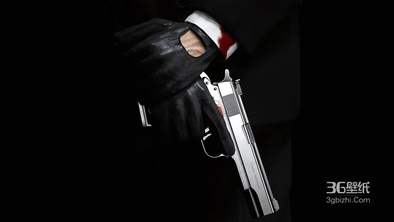 暗黑西装杀手·持枪带血 冷峻风 游戏《杀手》高人气壁纸1