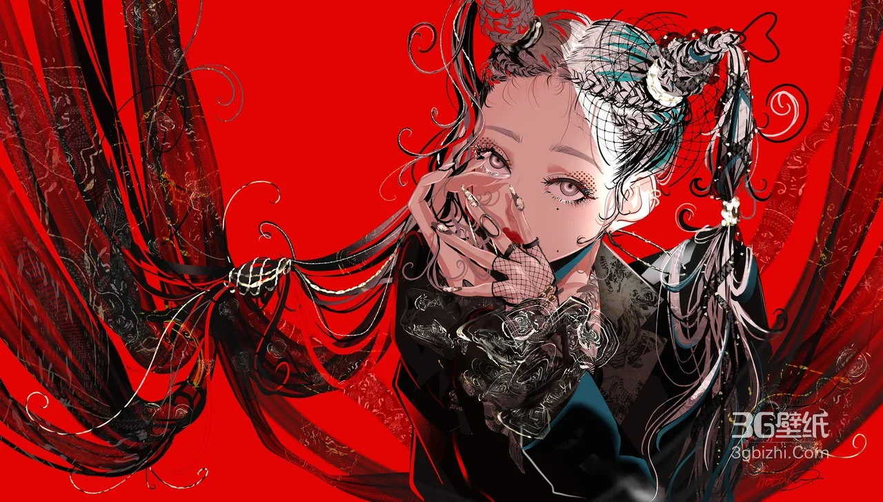 暗黑华丽国风少女·精致饰纹 宽屏电脑壁纸推荐1