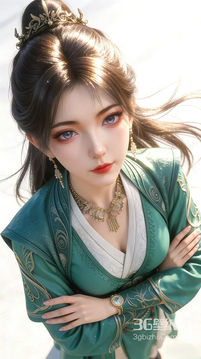 凡人修仙传人物·慕沛灵·青绿金纹华服 国风唯美CG 手机壁纸热款1