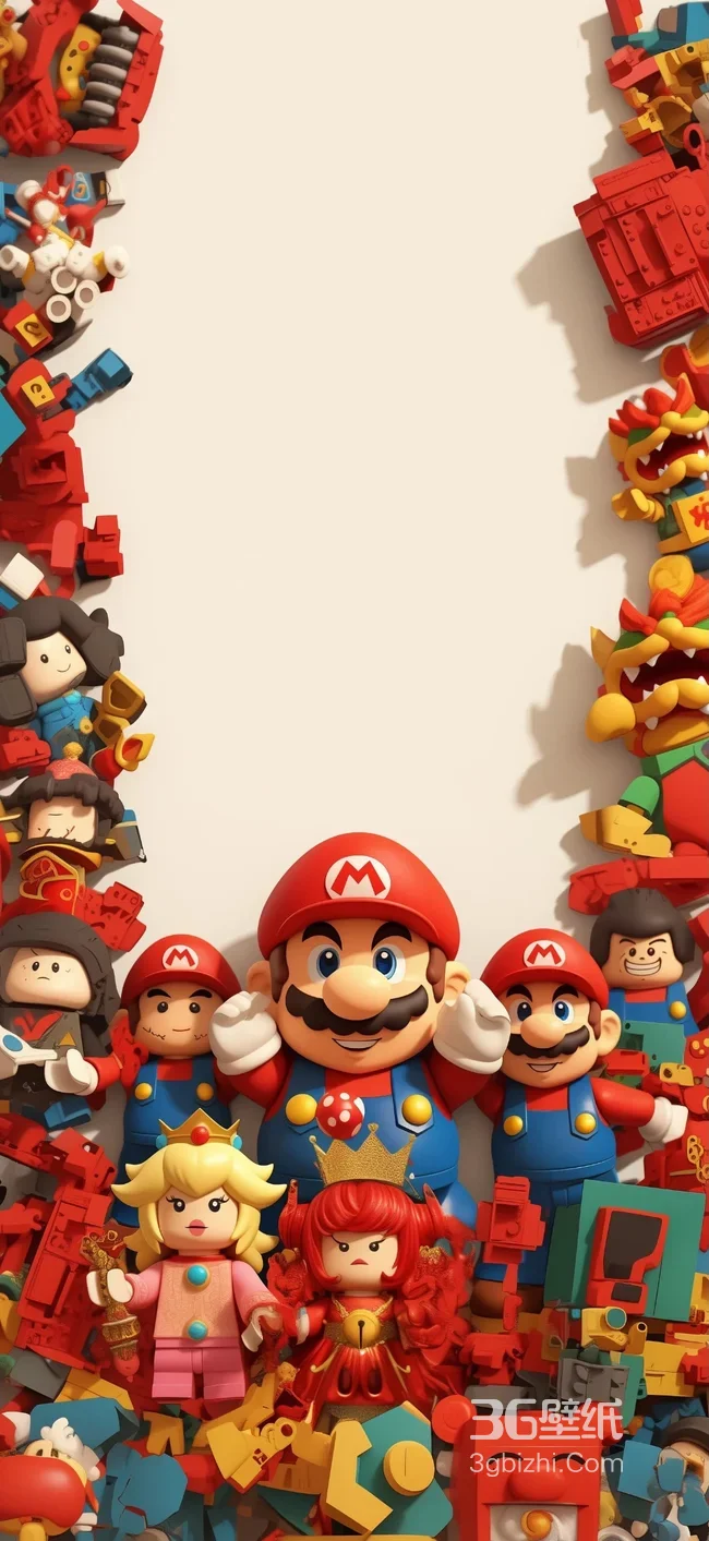 乐高风超级马里奥&国风角色 超级马里奥创意壁纸1