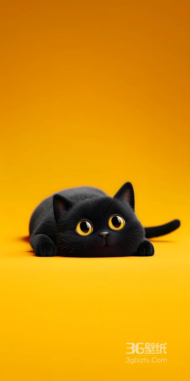 卡通拟真风圆眼黑猫·软萌治愈 高萌宠物壁纸精选1