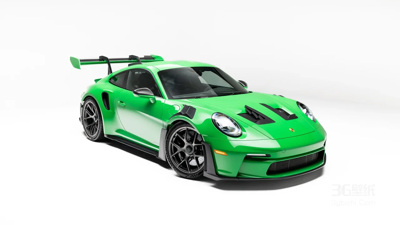 保时捷GT3 RS·荧光绿超跑 写实运动风超跑宽屏电脑壁纸1