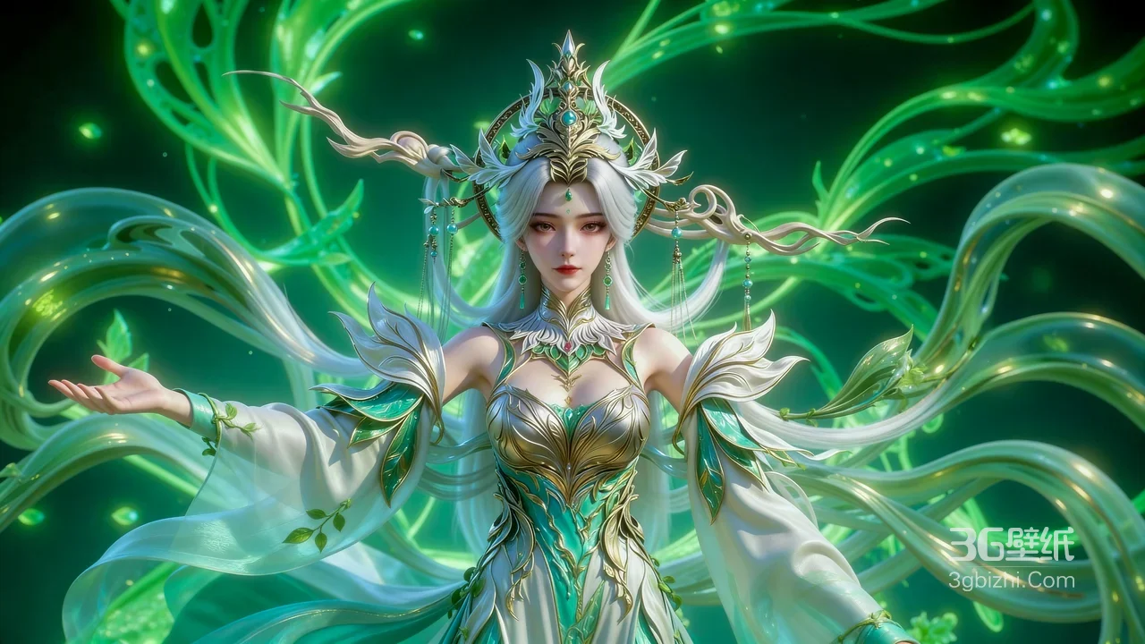 仙域女神·绿意仙踪 国风仙侠游戏角色超宽屏壁纸1