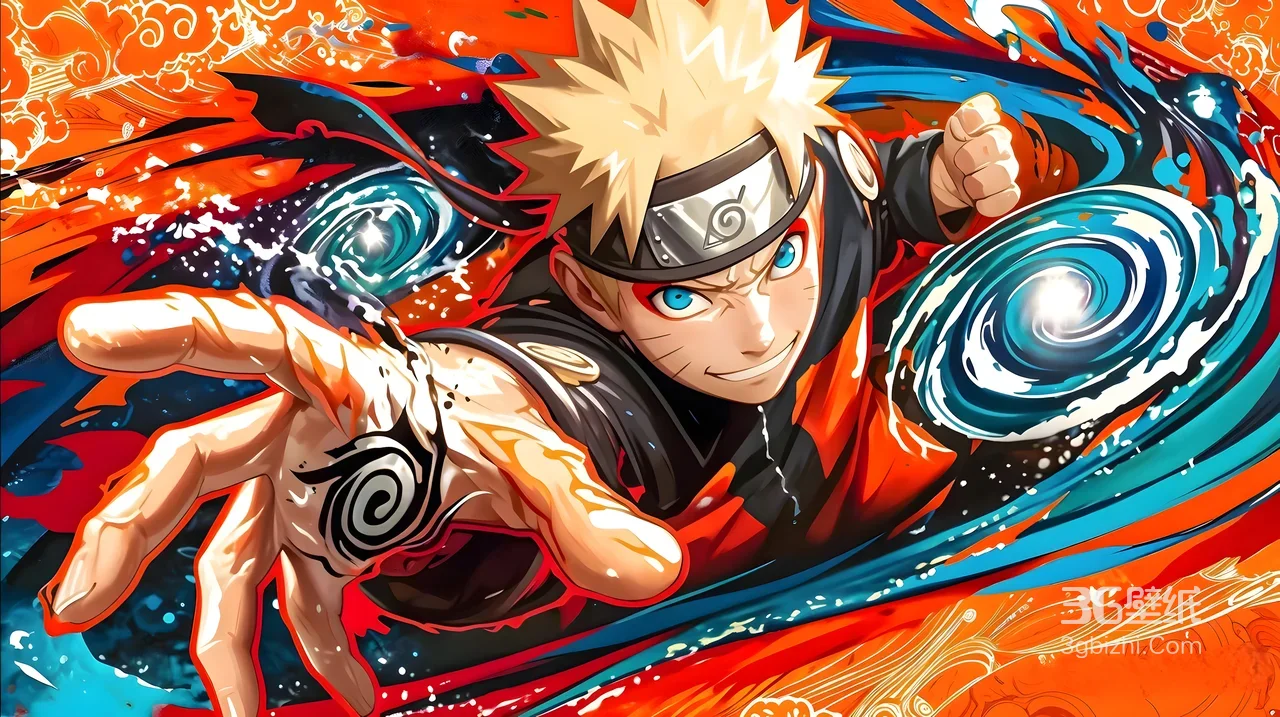 漩涡鸣人·螺旋丸施展 日系动漫风火影忍者高燃电脑壁纸1