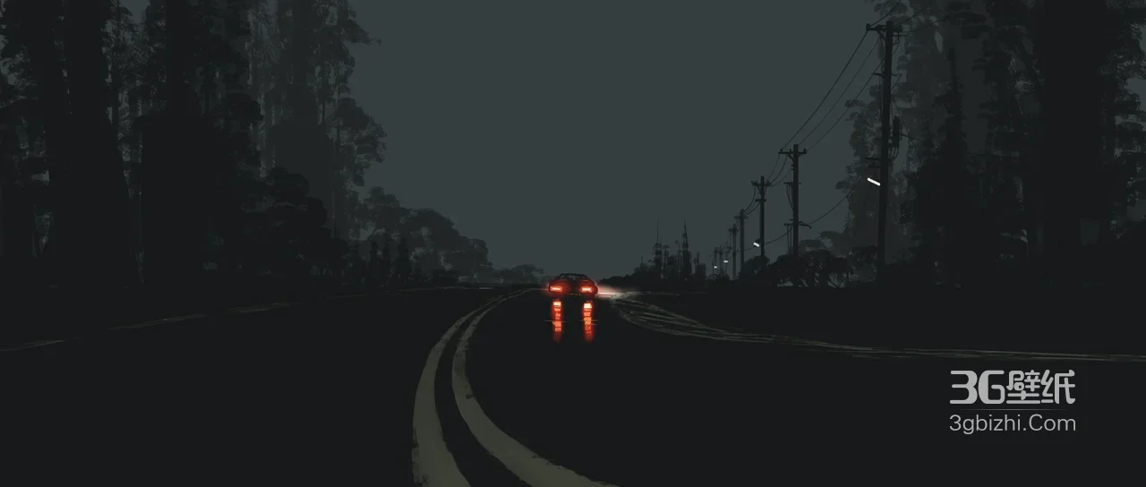 雨夜公路汽车行驶·暗黑风游戏高人气电脑壁纸1