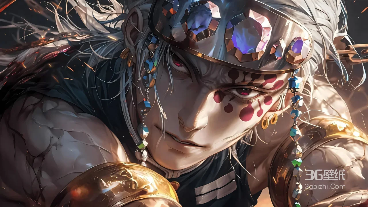 宇髓天元·华丽饰品肌肉感 写实炫酷鬼灭之刃电脑壁纸1