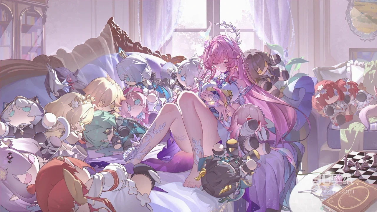 爱莉希雅·崩坏星穹铁道 Q版角色簇拥 唯美宽屏游戏壁纸1