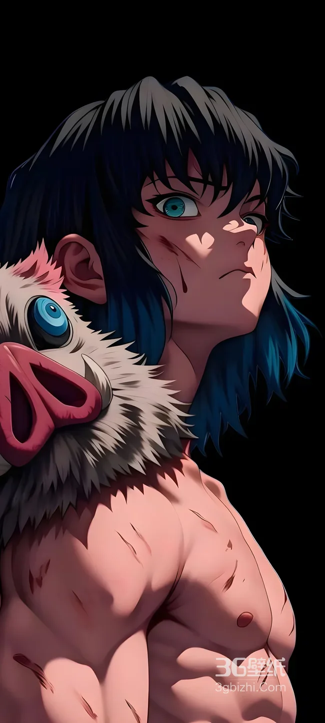 嘴平伊之助·猪脸头套 鬼灭之刃暗黑动漫壁纸1