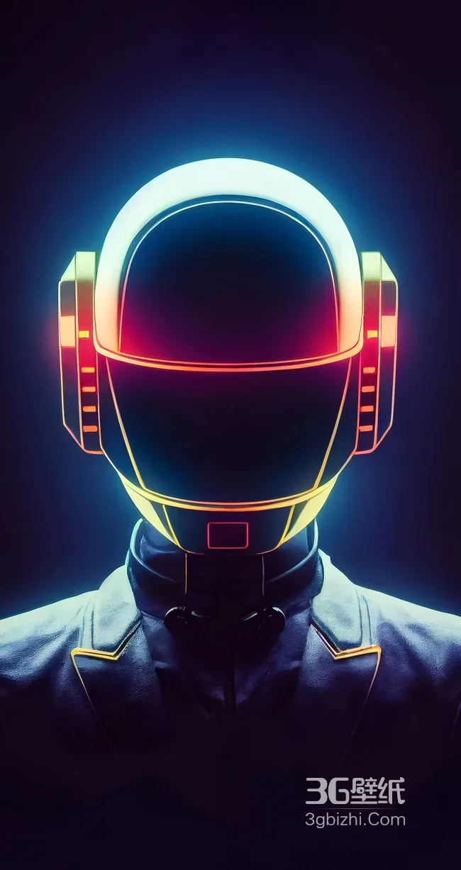 赛博朋克风头盔·霓虹光影交织 未来科技感手机竖屏壁纸1