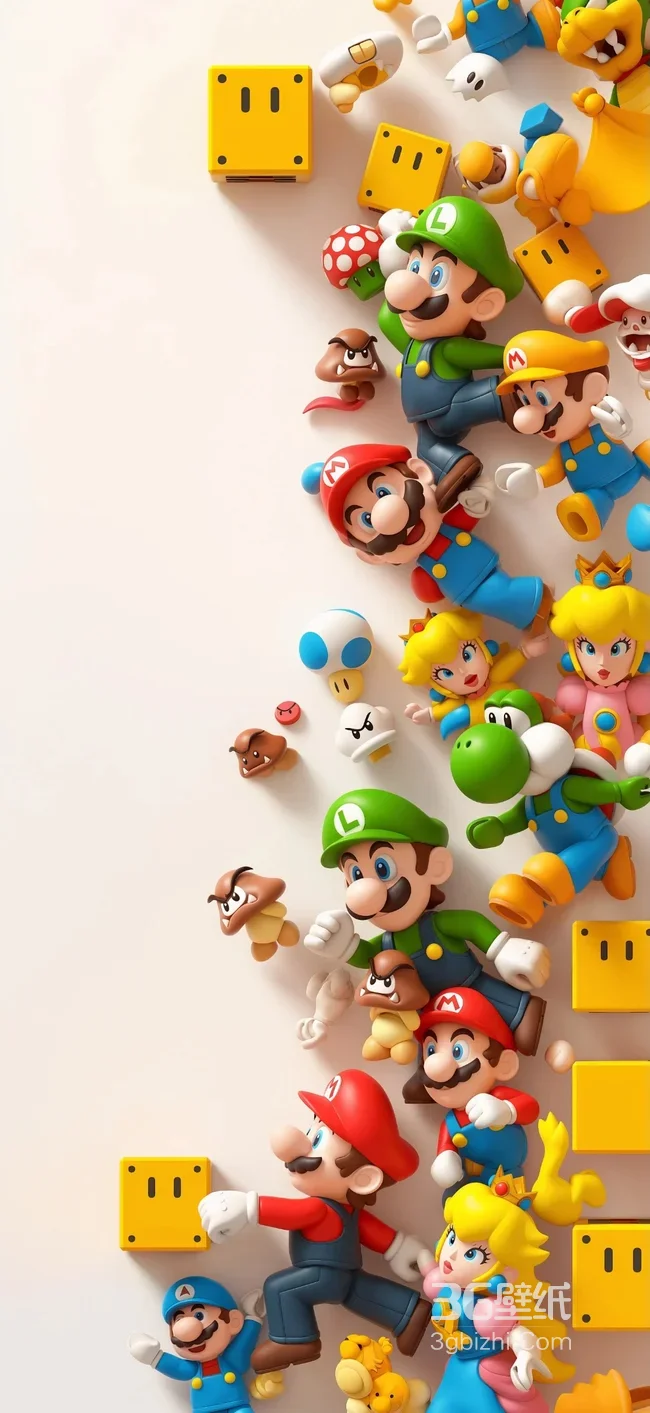 超级马里奥角色群像·卡通拟真风 游戏经典元素壁纸1