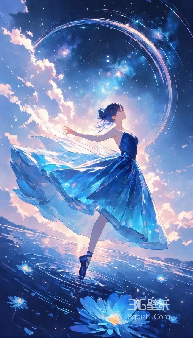芭蕾少女·星河舞裙 唯美二次元水莲场景（高赞手机壁纸）1
