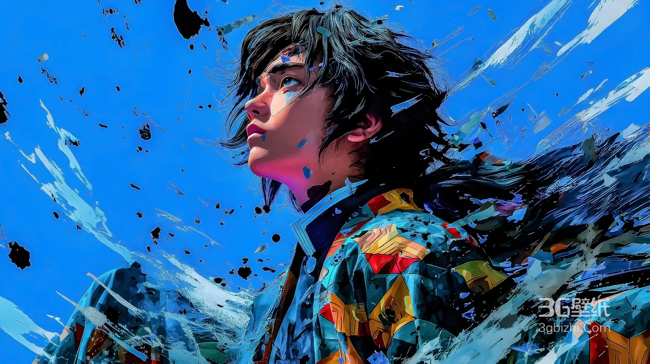 富冈义勇·几何羽织 抽象艺术风 鬼灭之刃电脑壁纸精选1