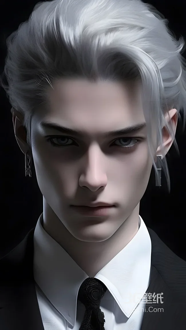 银发帅哥·暗黑写实风·原创CG形象 高质感男性角色壁纸1