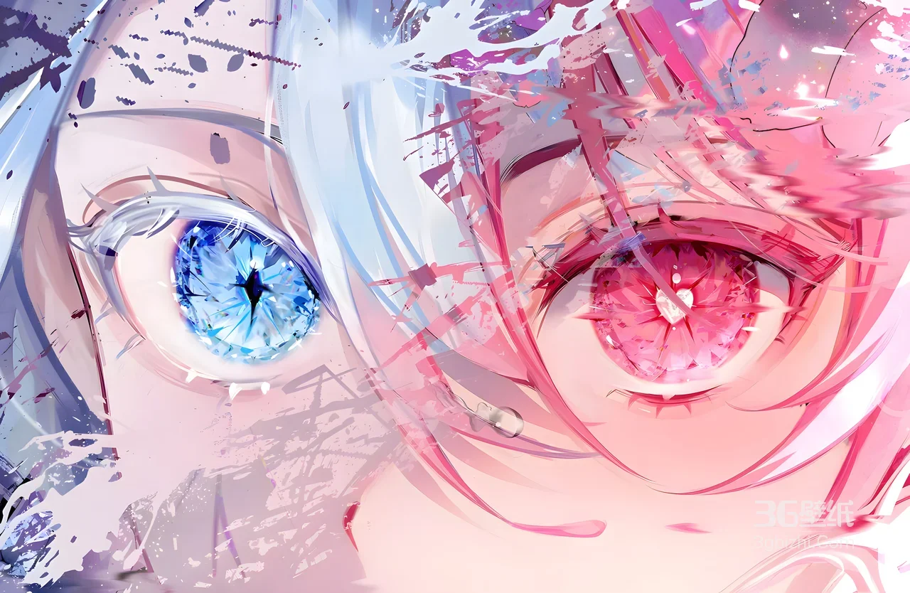 异色宝石瞳二次元角色·梦幻水彩风 高热度电脑壁纸1
