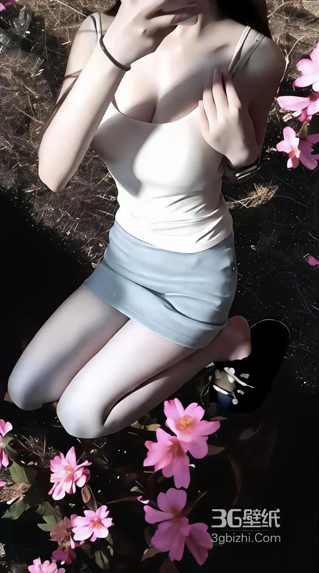 唯美写实虚拟少女·花丛光影·高清手机壁纸精选1