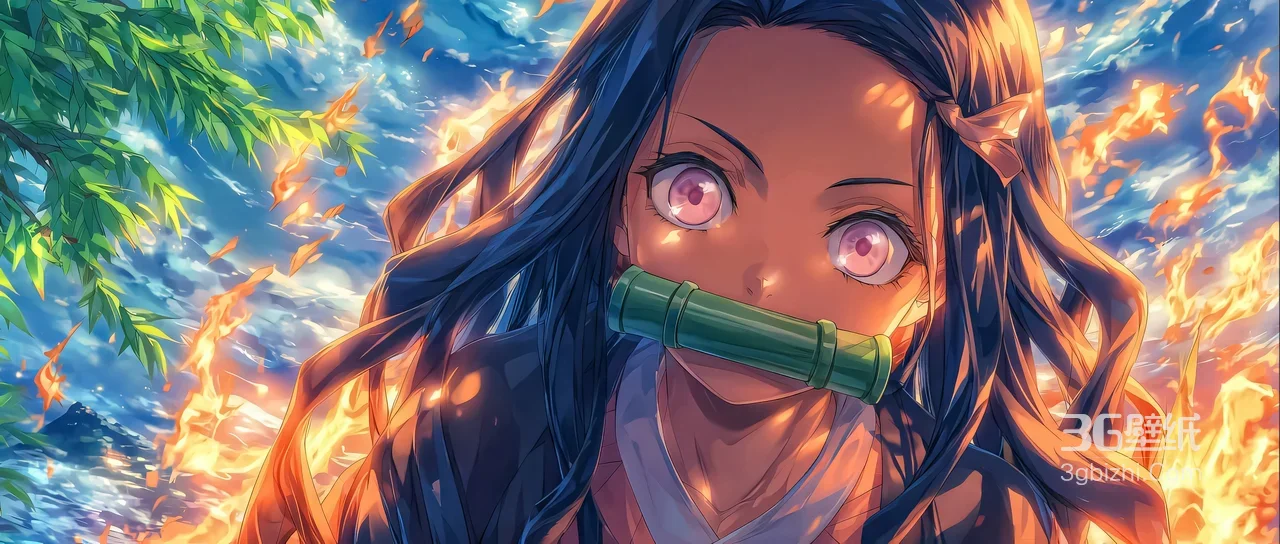 祢豆子·火焰唯美风·鬼灭之刃动漫电脑壁纸1