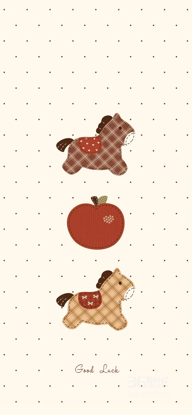 布艺小马苹果·可爱治愈风马年手机壁纸 高人气萌系背景图1