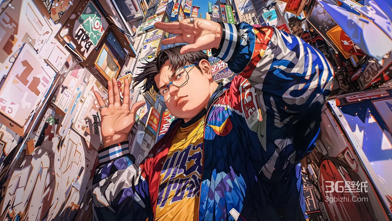戴眼镜潮男·街头潮流 赛博朋克国漫风电脑壁纸推荐1