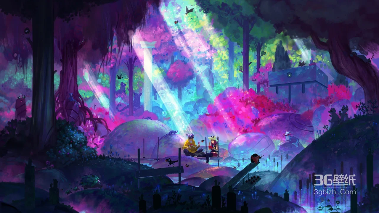 奇幻森林人物互动·梦幻炫彩游戏风宽屏电脑壁纸1