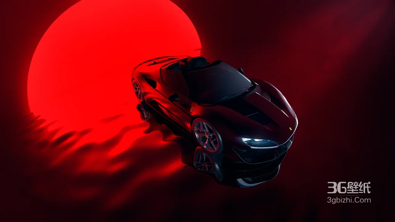法拉利敞篷超跑·暗黑科幻风 宽屏车机壁纸高人气款1