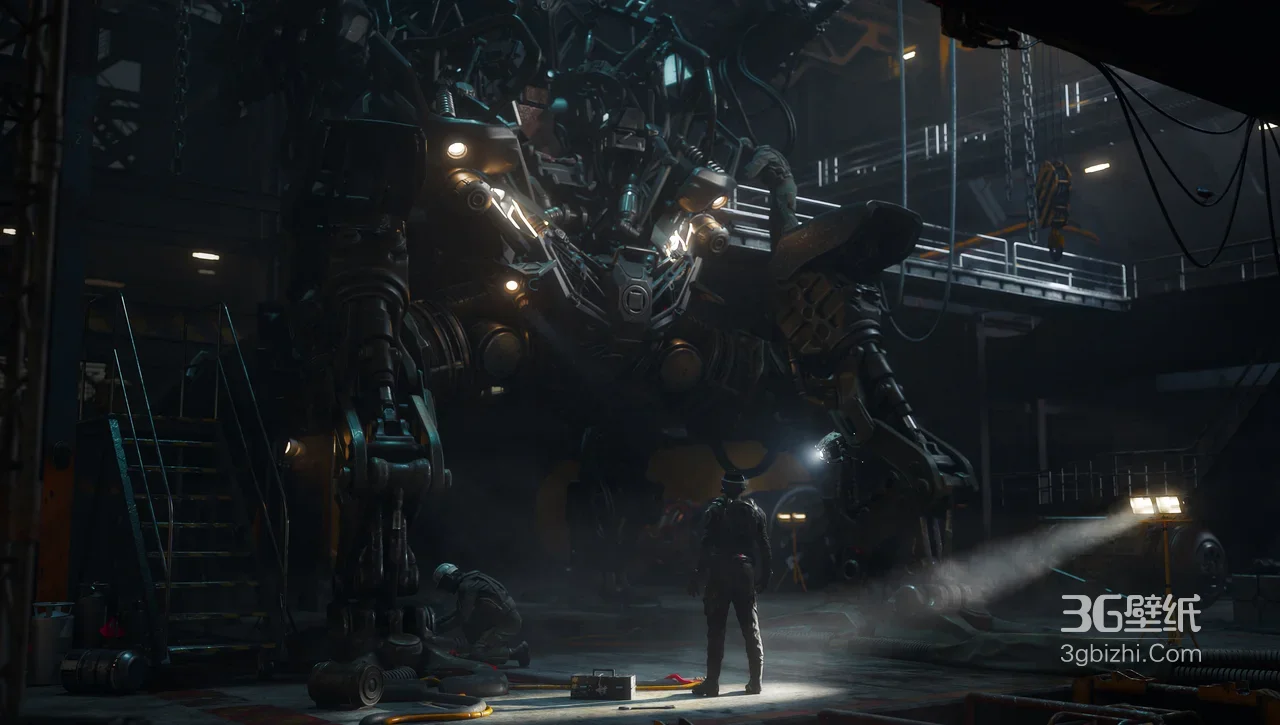 巨型机甲检修现场·暗黑科幻游戏风 热门机甲游戏壁纸1