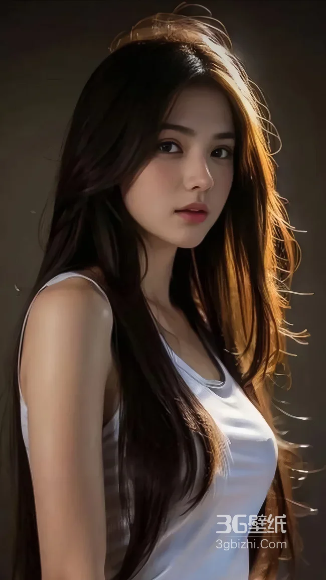 长发少女·写实唯美暖光风 高人气手机壁纸1