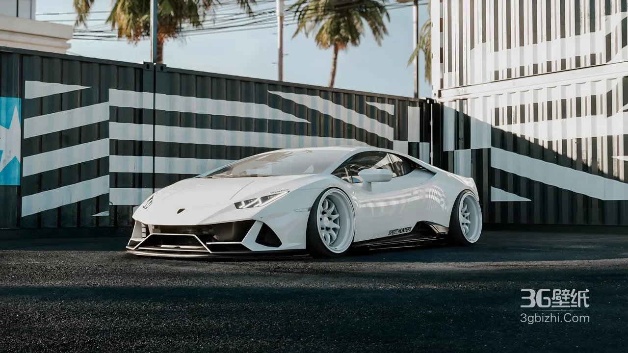 兰博基尼低趴改装跑车·潮流工业风 宽屏车机壁纸1
