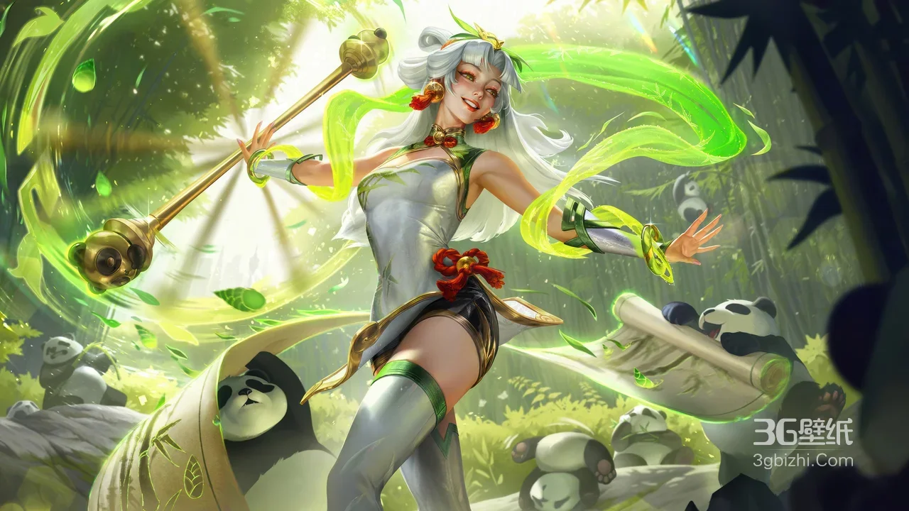 王者荣耀 熊猫国风少女·绿韵竹林 游戏壁纸 高热度1