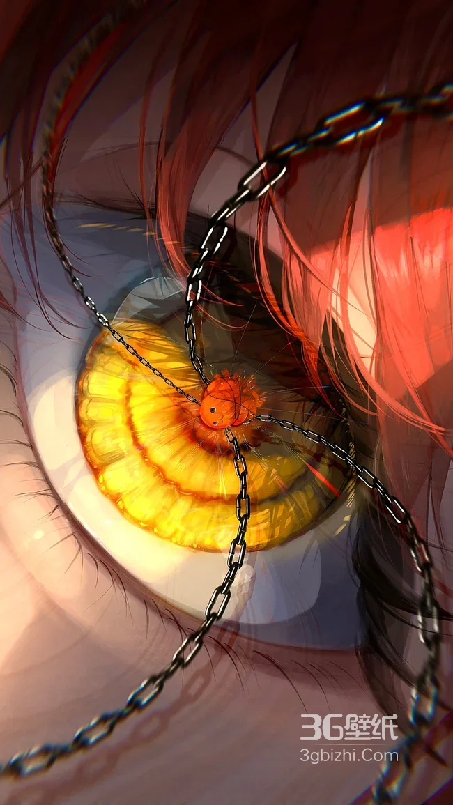 二次元暗黑系眼睛特写·锁链缚橙宠 动漫高热度壁纸1