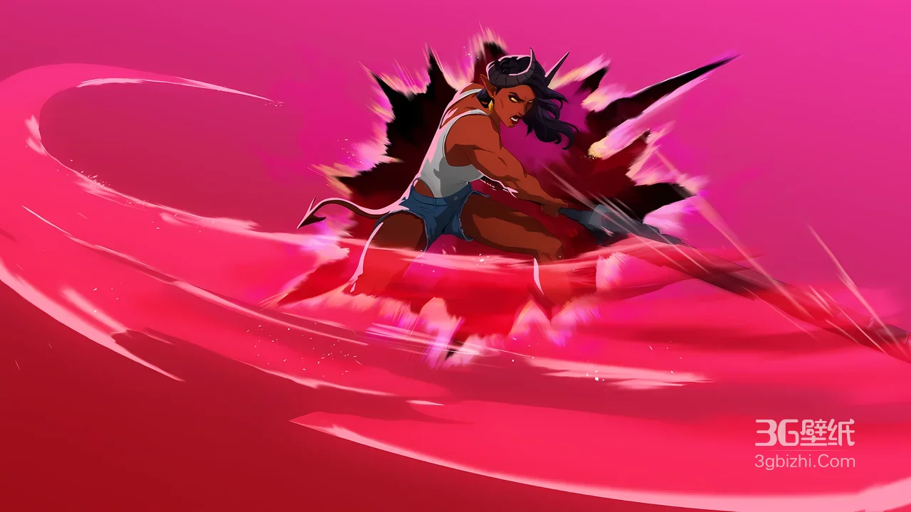 牛角恶魔女战士·剑技爆发 美式动漫风高燃战斗游戏壁纸1