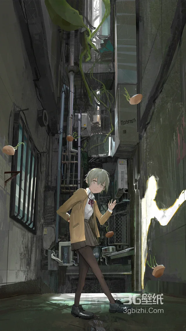 短发少女·都市巷弄奇遇 二次元写实风手机壁纸1