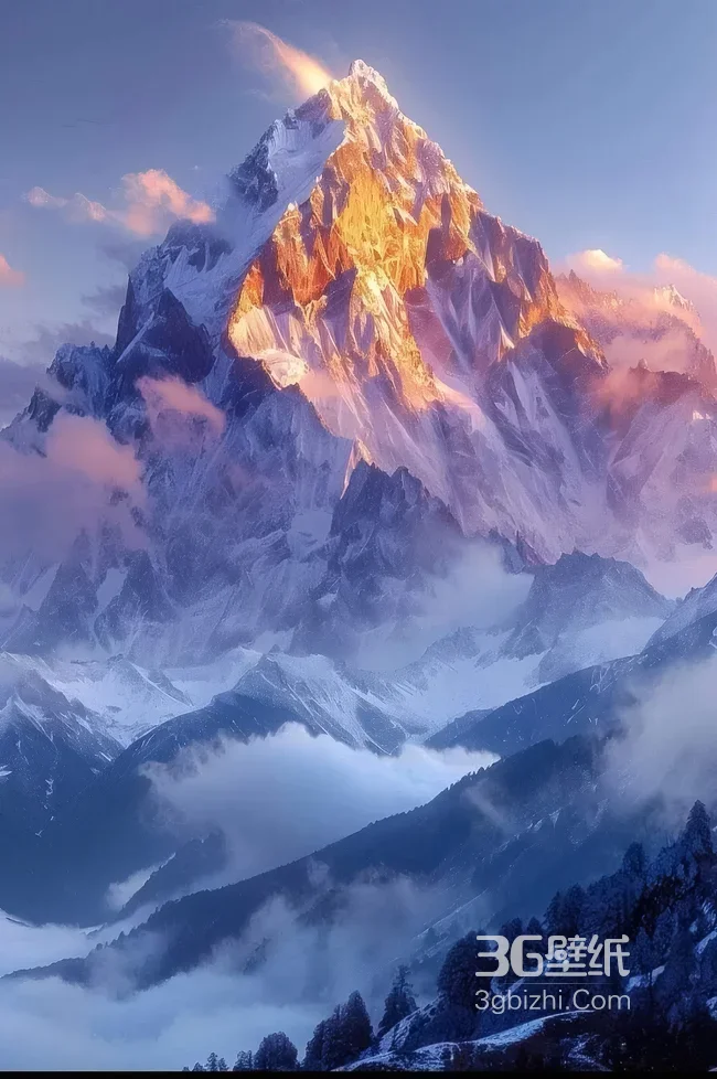 雪山日出·梦幻唯美风 高画质雪山壁纸1