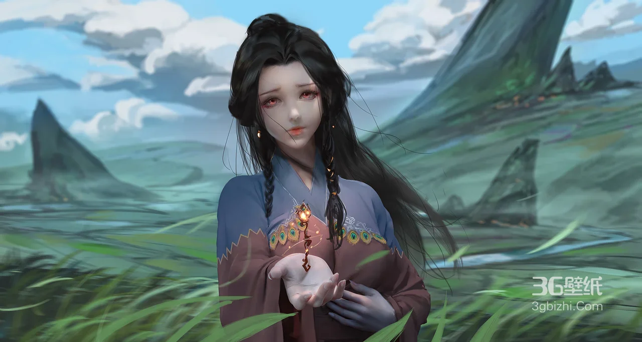 国风唯美古风女子·持灵饰 国漫风格电脑桌面精选1