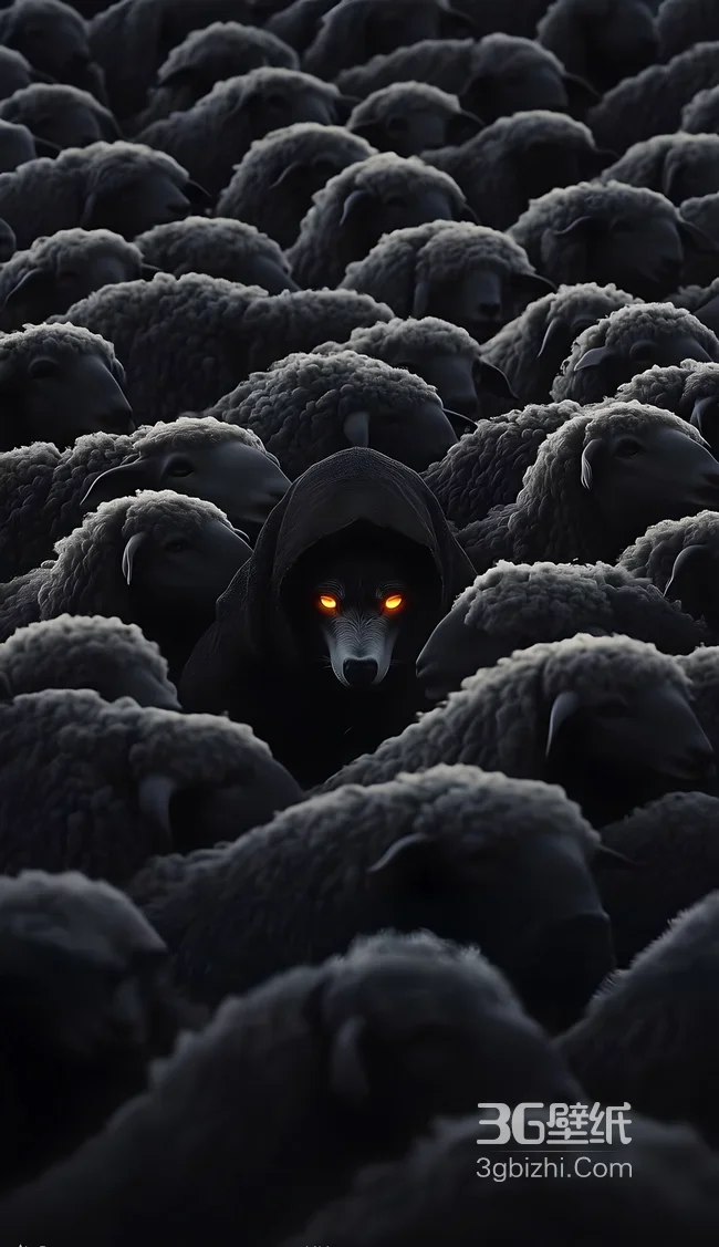 黑袍红眼狼匿黑羊群·暗黑系手机壁纸1