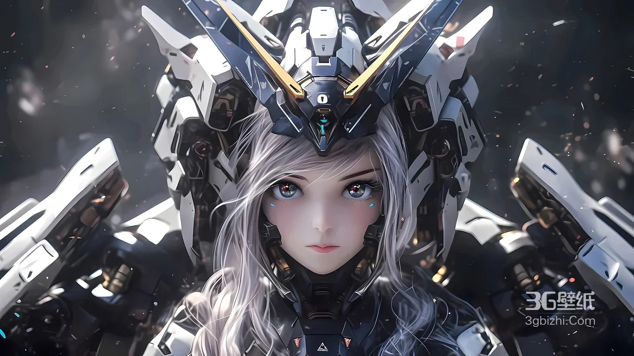 银发机甲少女·科幻机械装甲 二次元未来风电脑壁纸1
