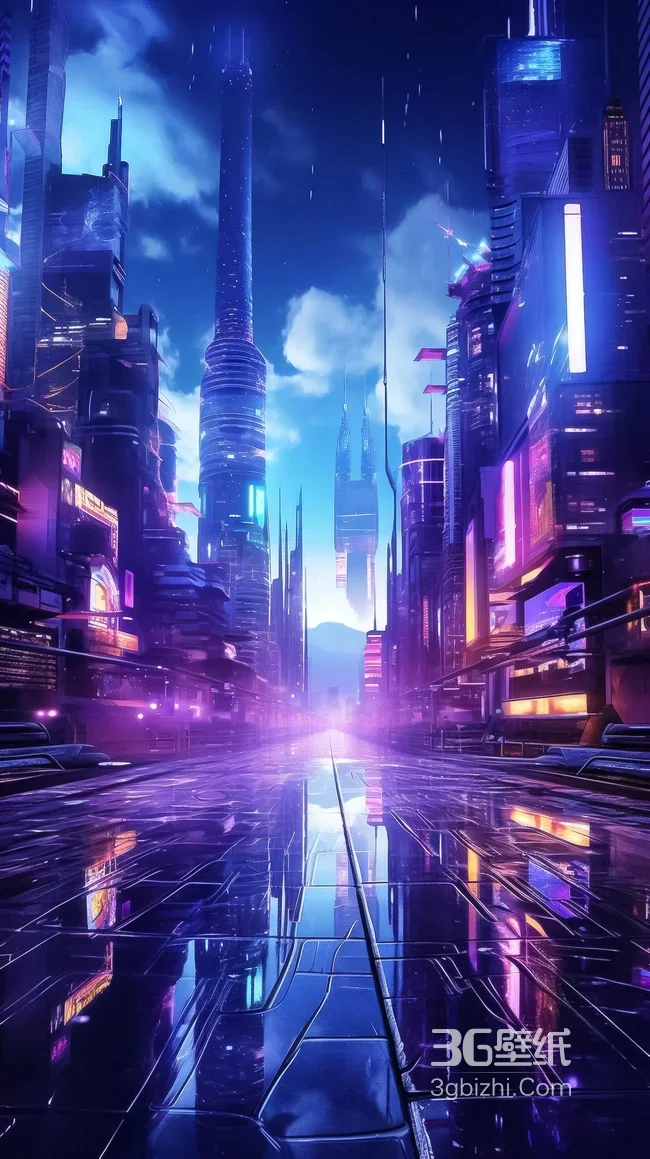 赛博朋克未来都市·霓虹光影科技感手机壁纸1